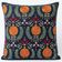 Silk Embroidered Pomegranate Design Cushion Cover. Navy Blue Throw Pillow Case. Traditional Accent Pillow