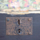 Black vintage wooden trunk