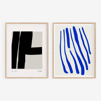 Pair of giclee prints, abstract wall art set of two