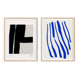 Pair of giclee prints, abstract wall art set of two