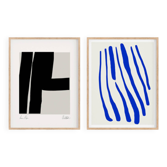 Pair of giclee prints, abstract wall art set of two