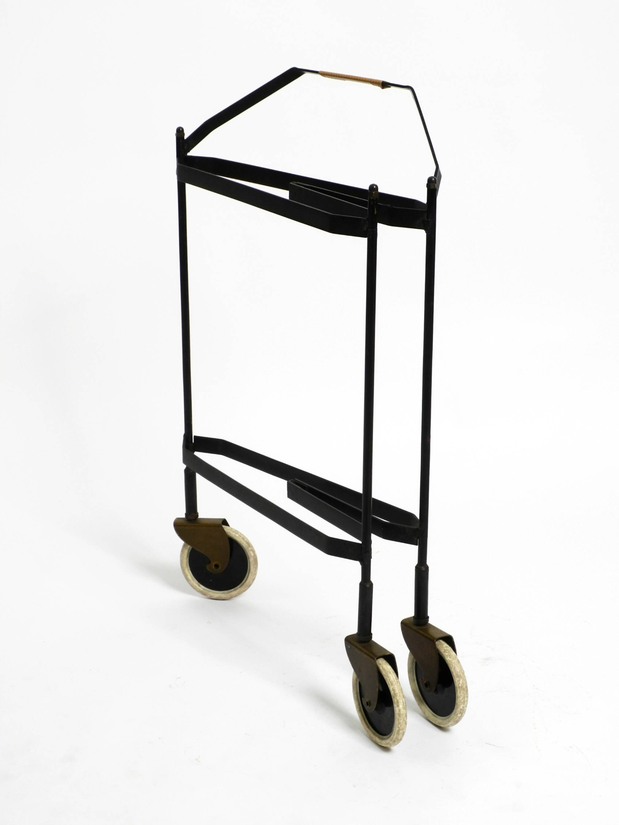 Folding Mid Century serving trolley with removable teak pagwood trays