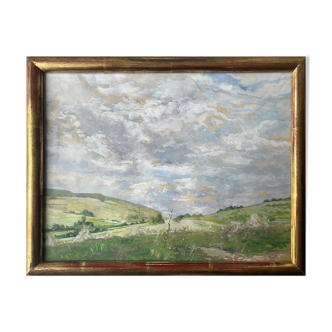 Painting "Landscape" Watercolor by Georges Desain (dated 1954)