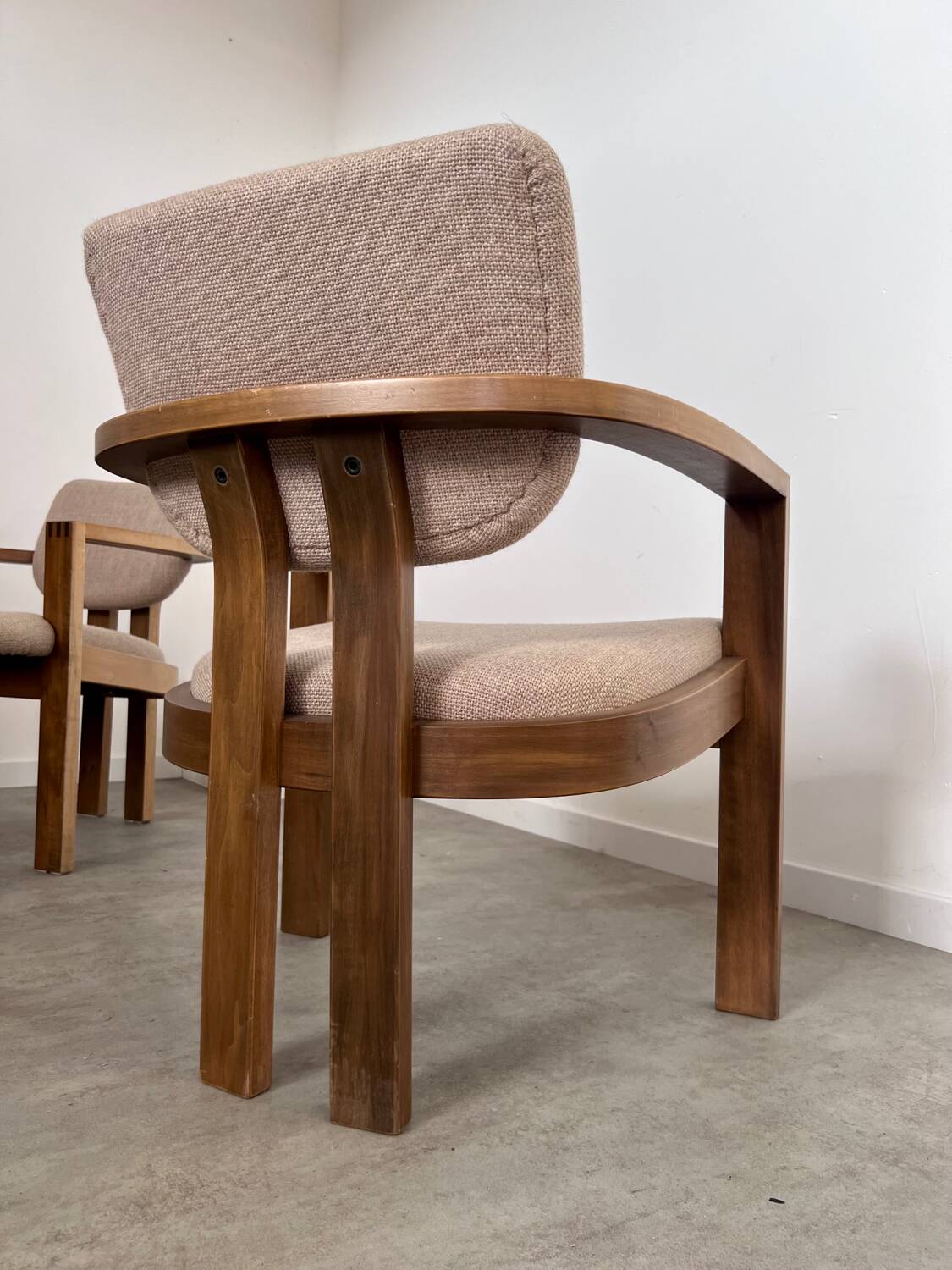 4 old armchairs Italian design chairs 70s vintage curved wood