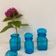 Trio de pots vintage en verre bleu turquoise