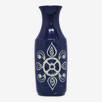 vase vintage bleu et blanc d’Allemagne de l’Ouest Bay