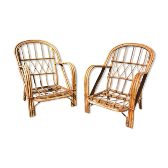 Pair of rattan heaters Audoux v 1960