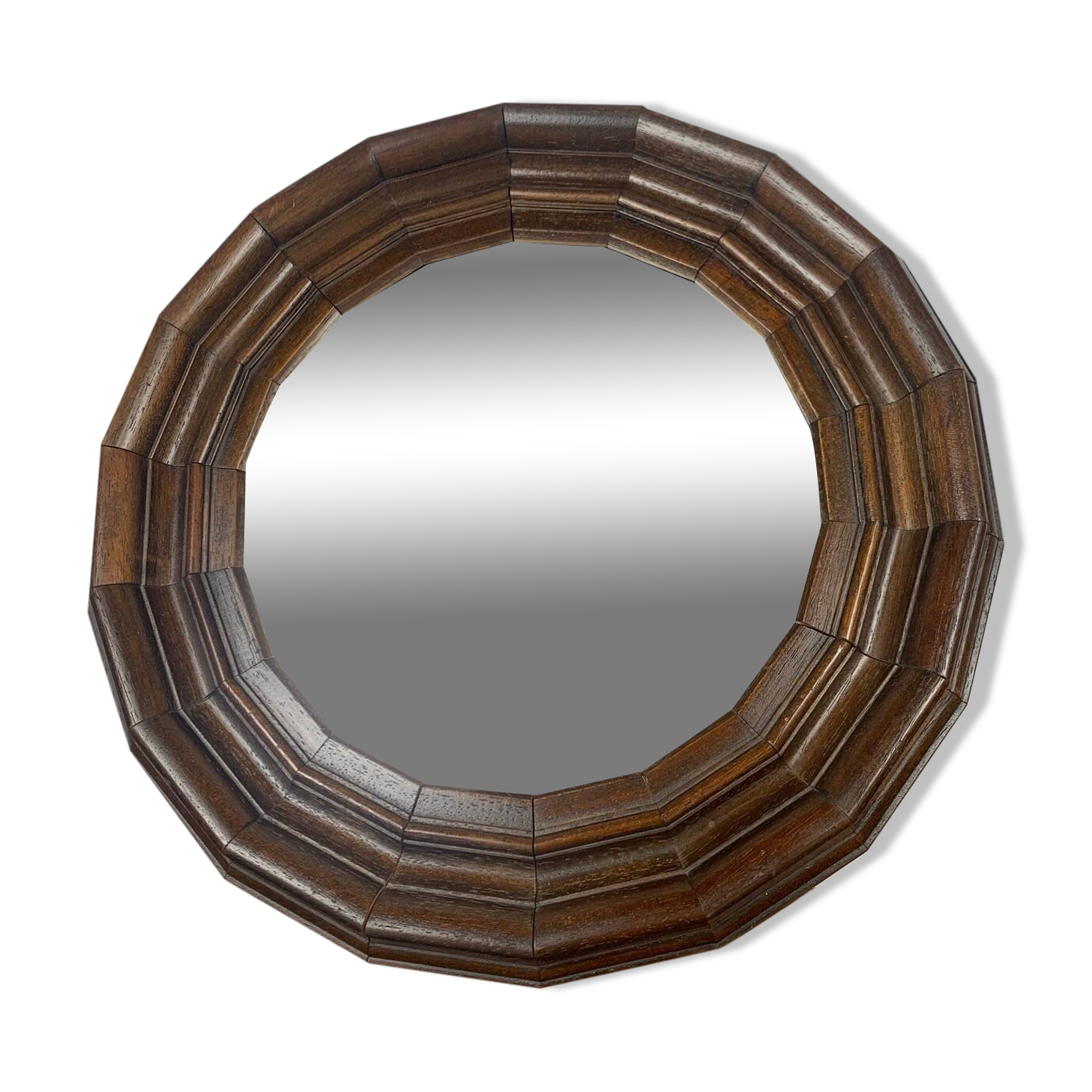 Small octagonal wooden mirror in neo-Renaissance / neo-Gothic style