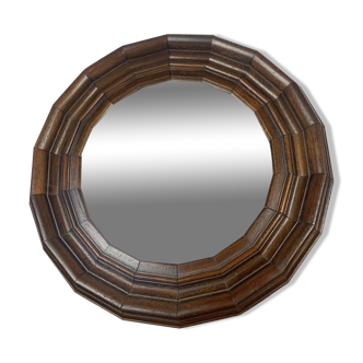 Small octagonal wooden mirror in neo-Renaissance / neo-Gothic style