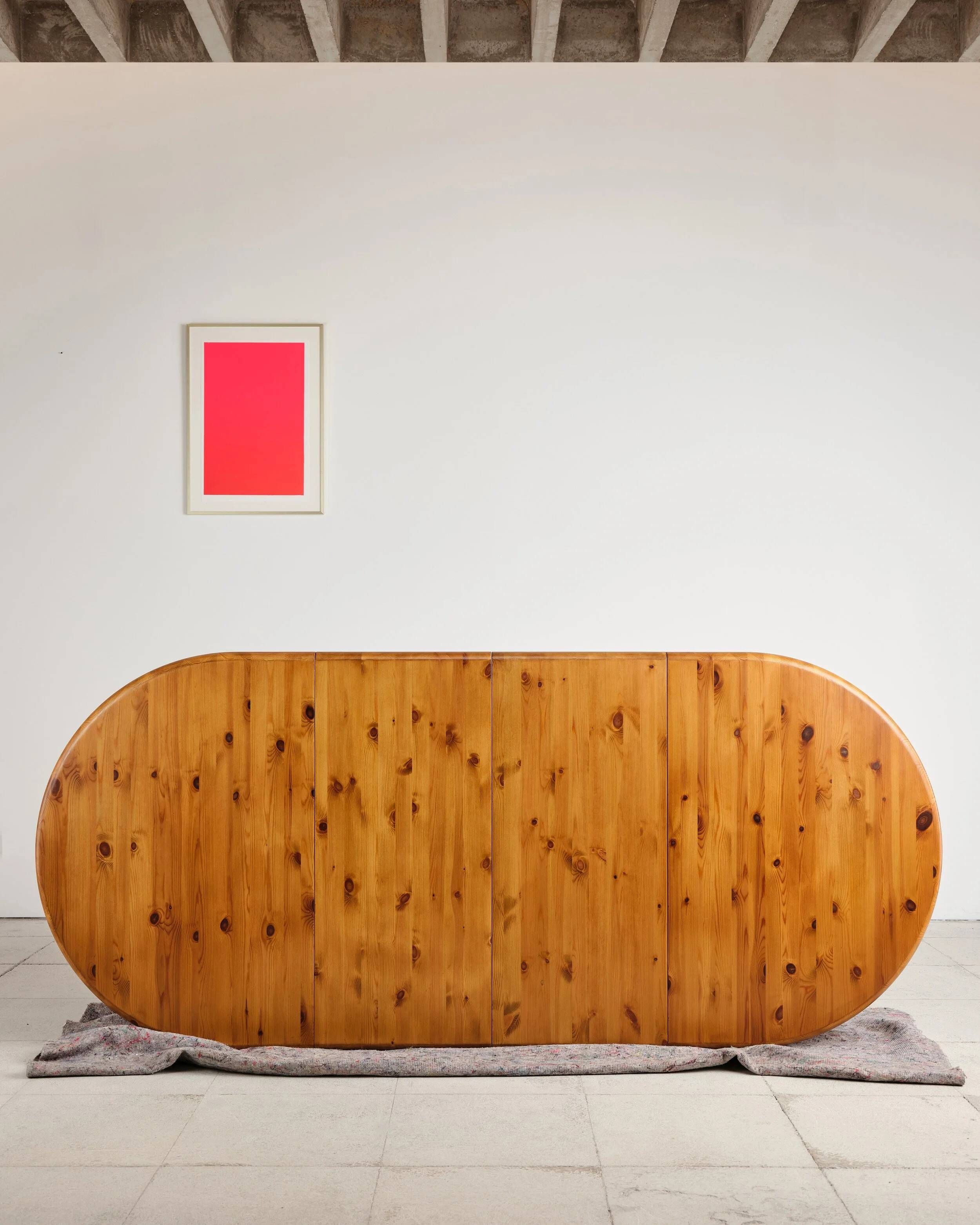 Brutalist extendable table in pine, Rainer Daumiller, Denmark, 1970s.
