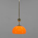 Suspension en verre orange et laiton, années 1980, restauré