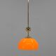 Orange glass and brass pendant, 1980s, restored