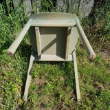 Antique baumann chair, argos model, green wood + light beige seat, 80
