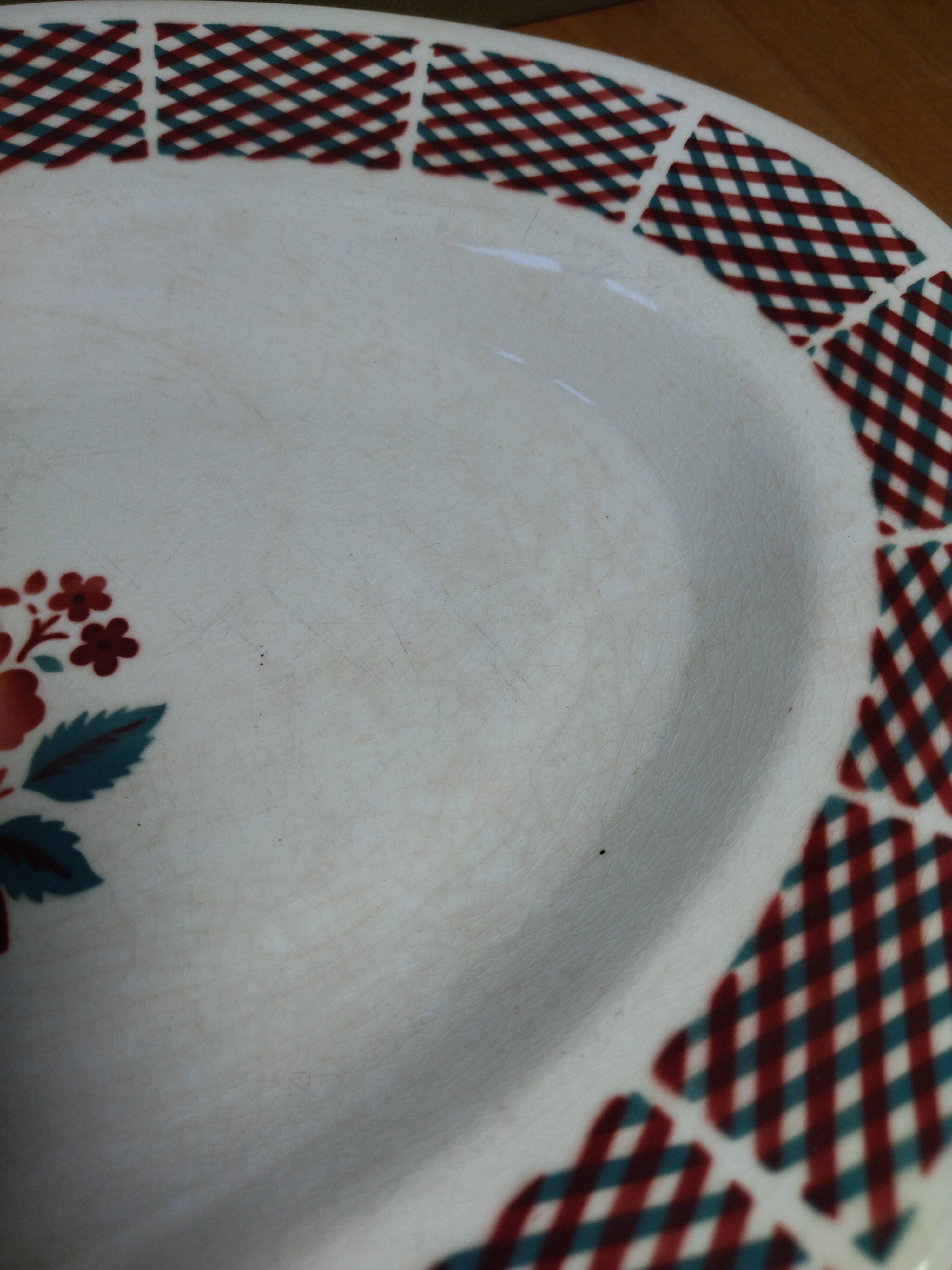 Ancien plat de service motifs fleurs  st amand vintage