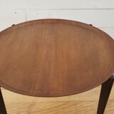 Folding coffee table top round teak Sweden 1950