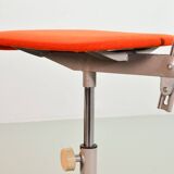 Ahrend De Cirkel Industrial Desk Chair with Orange Fabric Upholstery 1950s