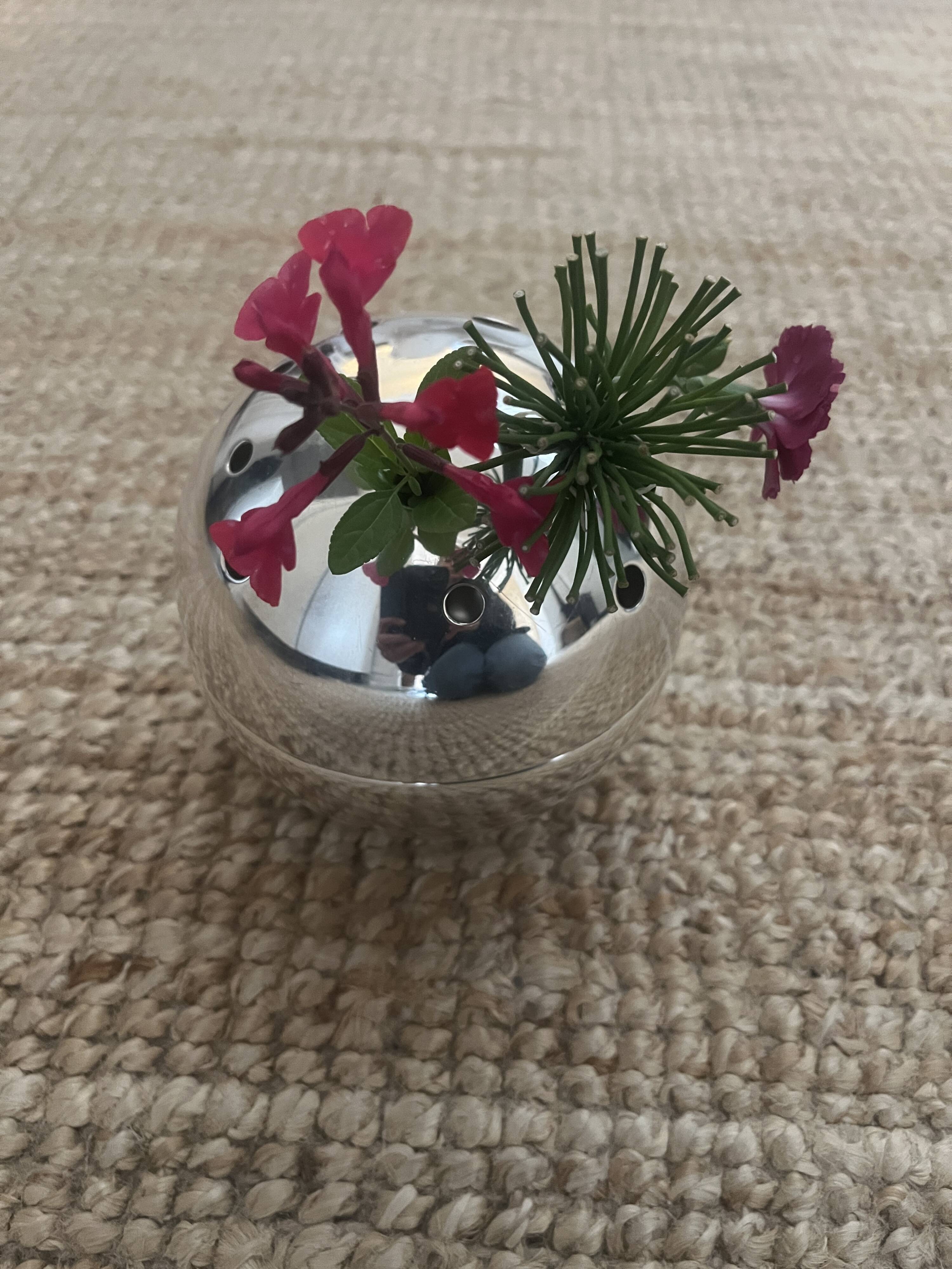 Christofle-Gio Ponti silver ball vase/flower holder