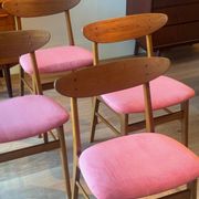 Vintage Farstrup 210 Scandinavian chairs in stained beech and teak.