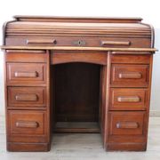 Roll Top Desk In Oak Wood, Italy Early 20th Century