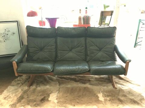 Soda Galvano 3 seater sofa in leather and ash
