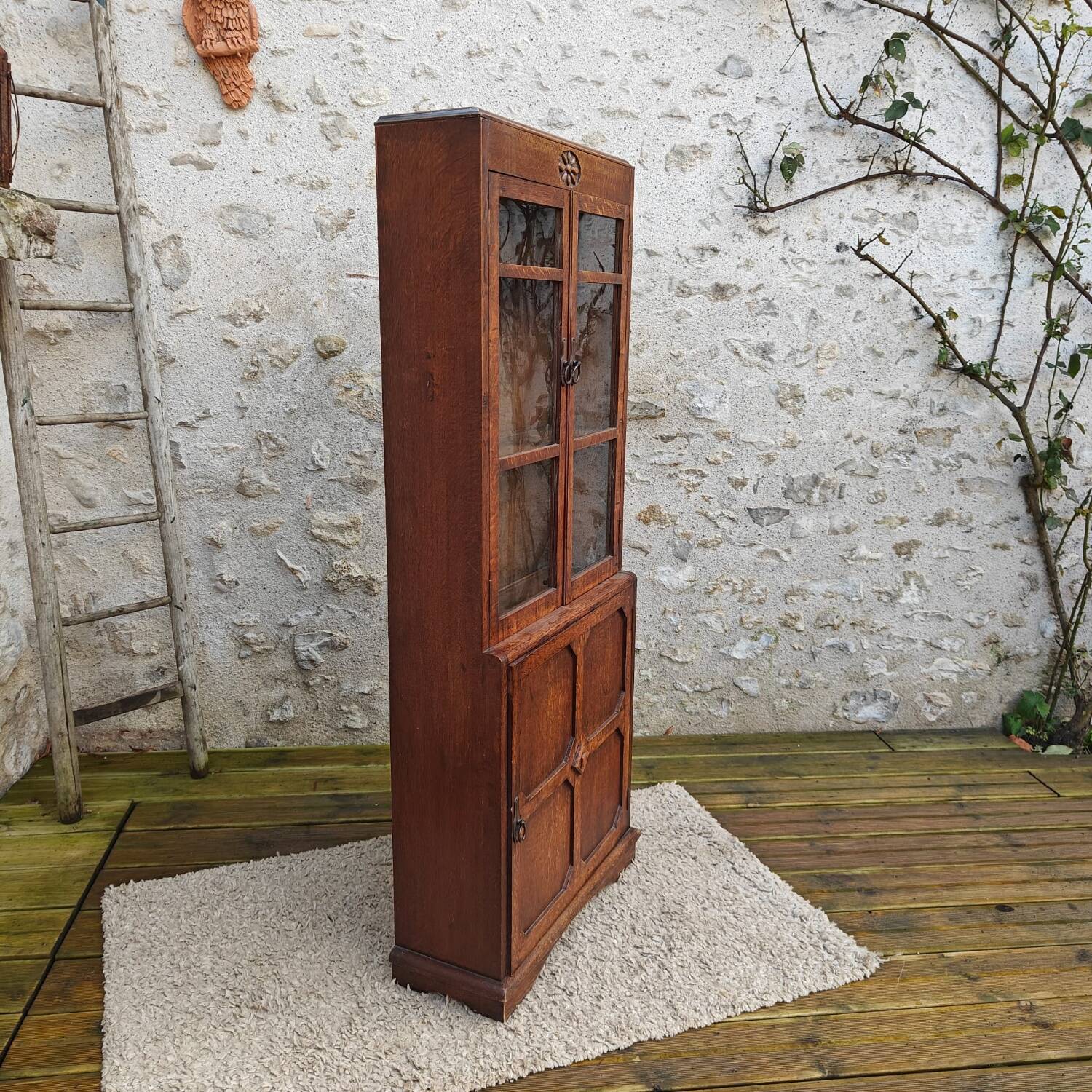 Oak display cabinet bookcase