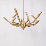 Large 50s vintage brass chandelier with 12 lights italian design