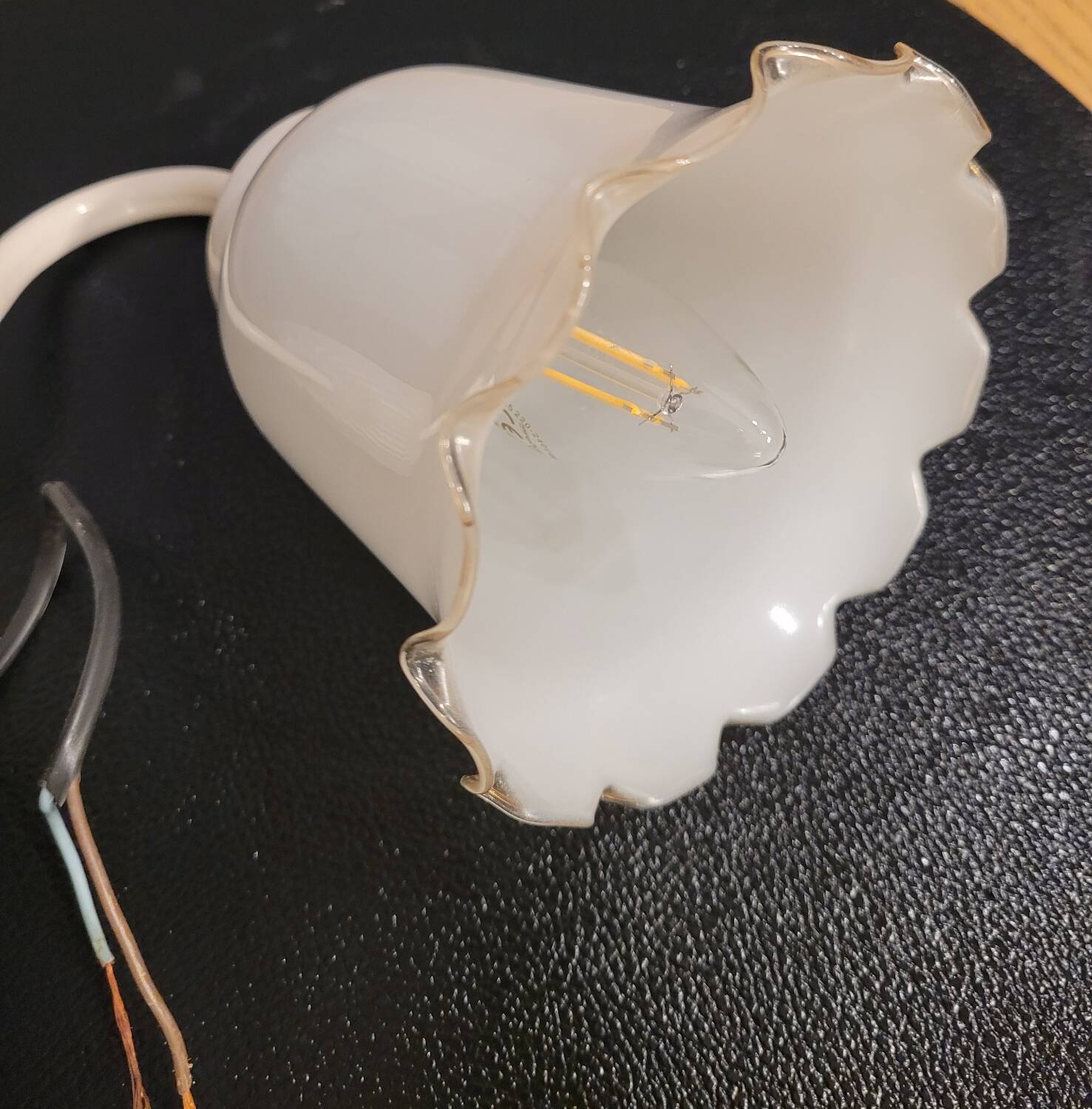 White glass tulip wall light