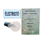 Plaque émaillée "électricité" 1950's vintage