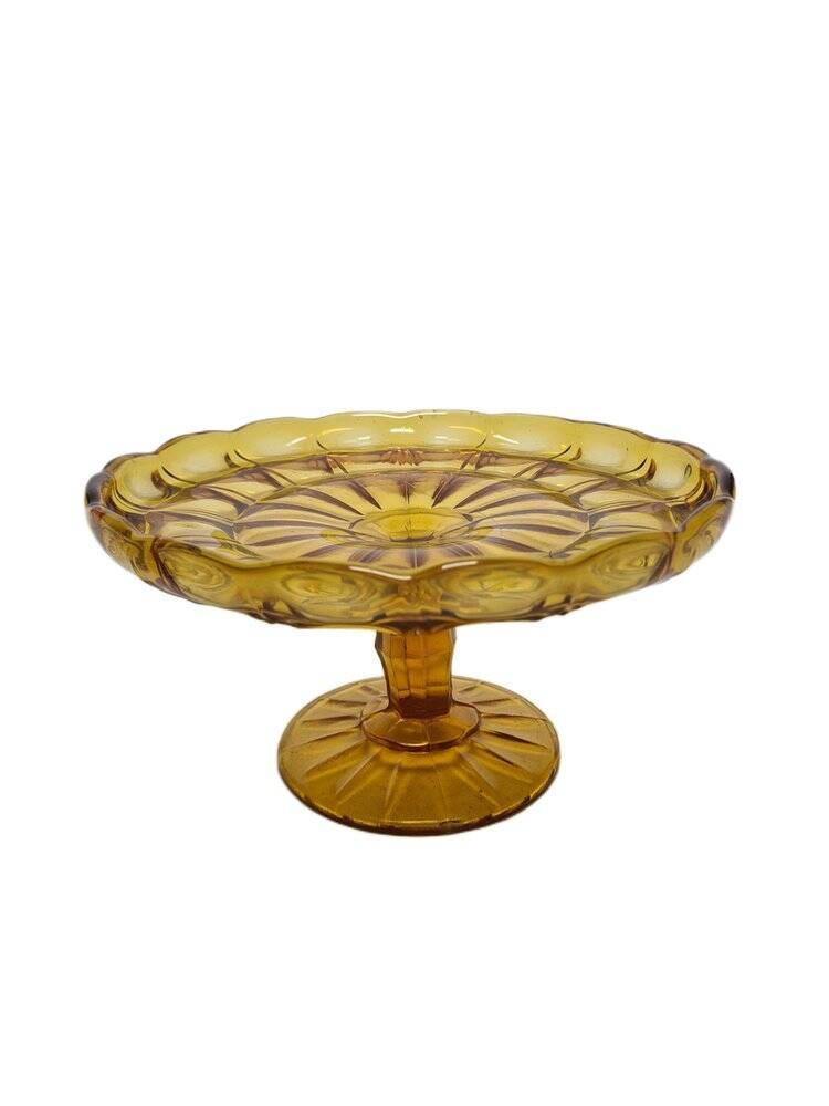 Cake bowl on stand from Ząbkowice Glassworks, 1970s