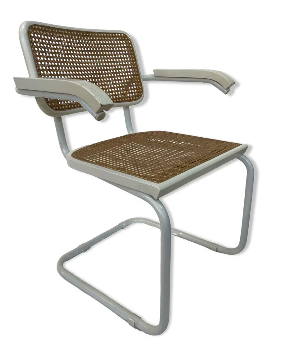 Cesca chair model with armrest in white