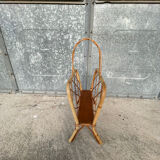 Vintage rattan magazine rack