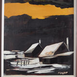 Painting „The Winter Aurora”, Scandinavian design, 1970s