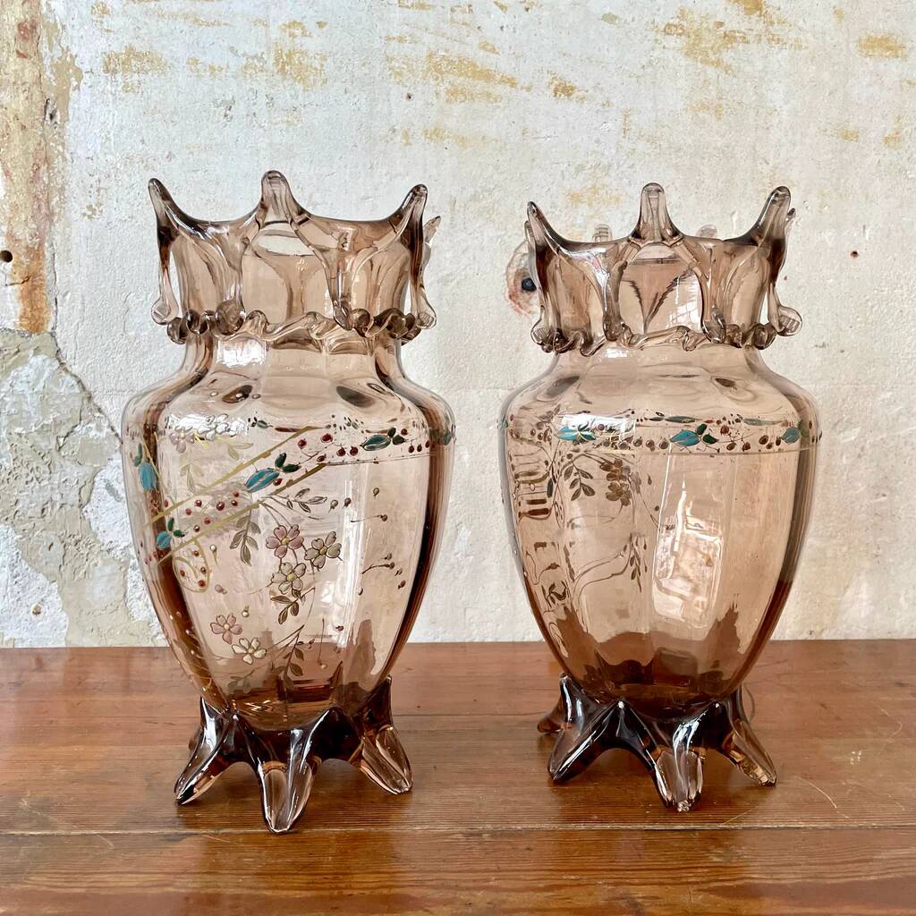 Pair of Art Nouveau crystal vases by Auguste Jean