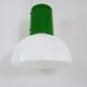 Vintage industrial suspension in green metal and white plastic lampshade. Year 70