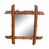 Miroir ancien en bois, sculpté façon bambou