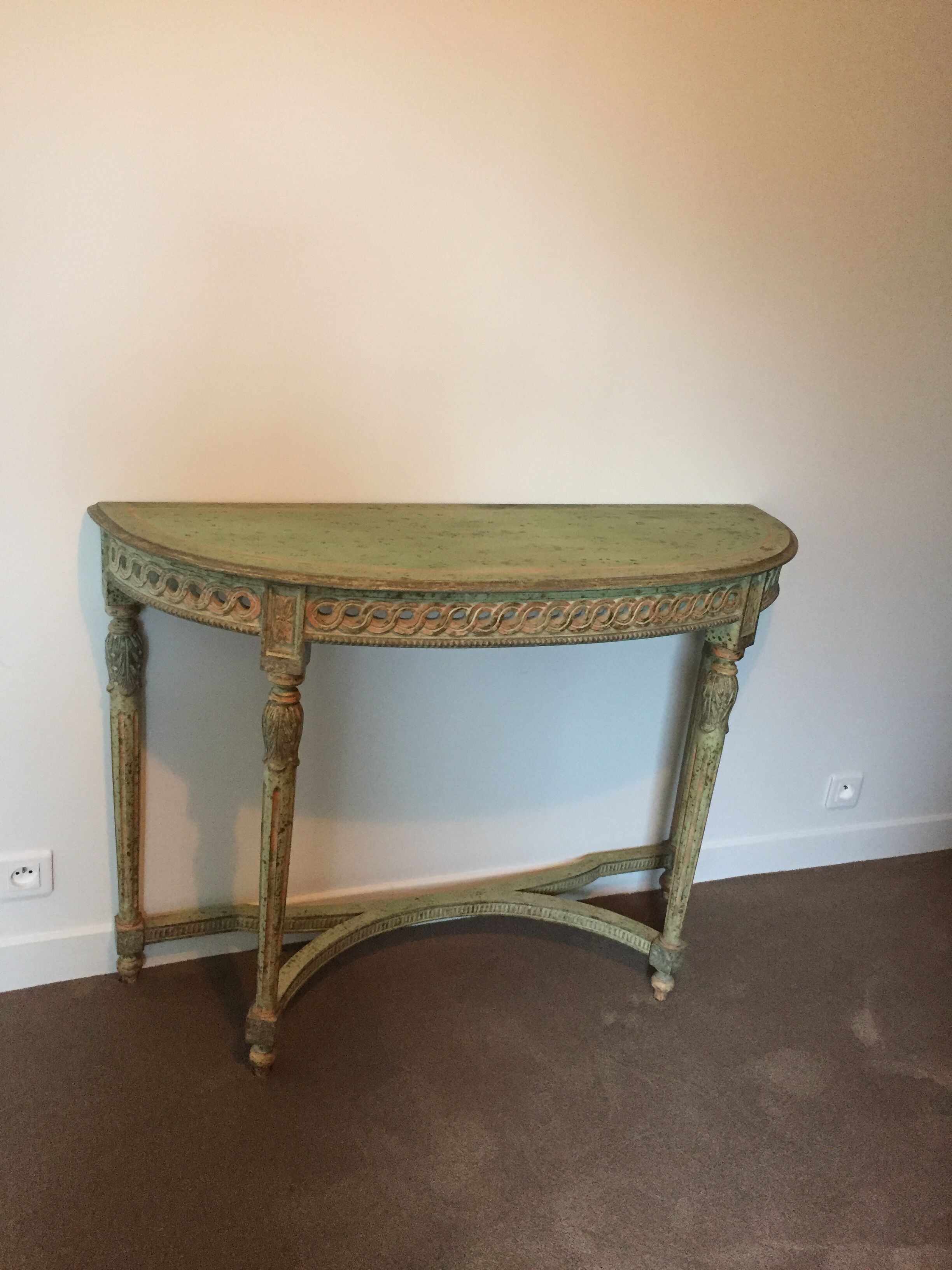 Diptyque console et miroir Louis XVI en bois