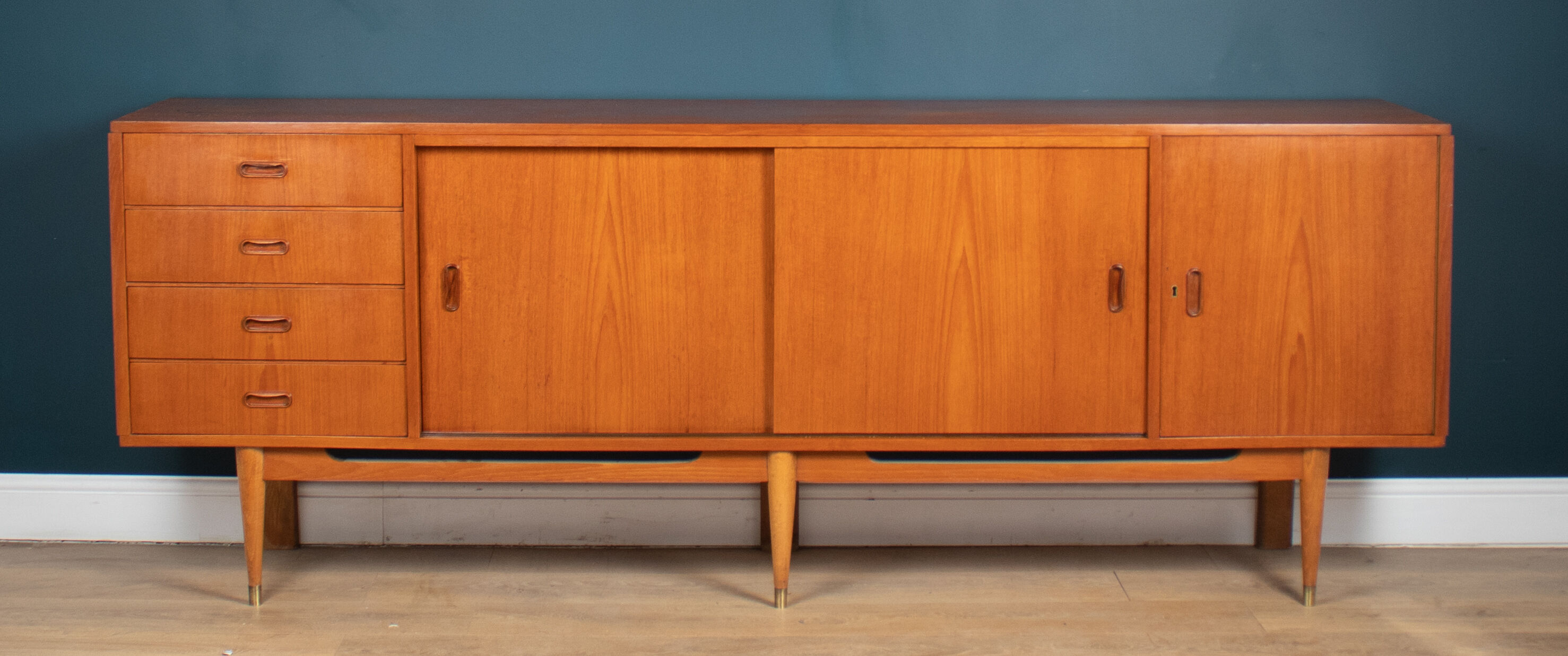 Retro Teak Danish 1960s Long Mid Century Sideboard