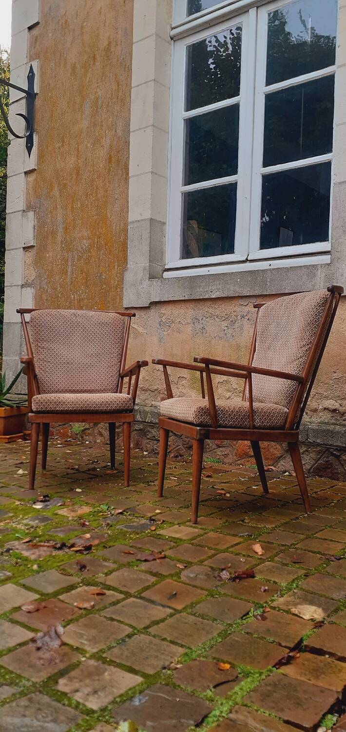 Pair of vintage fan armchairs from the 60s, Baumann edition.