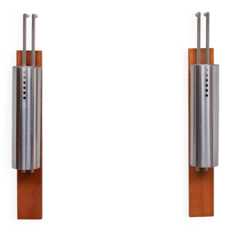 Vintage France Stainless Steel Tube wall lamps 1970s