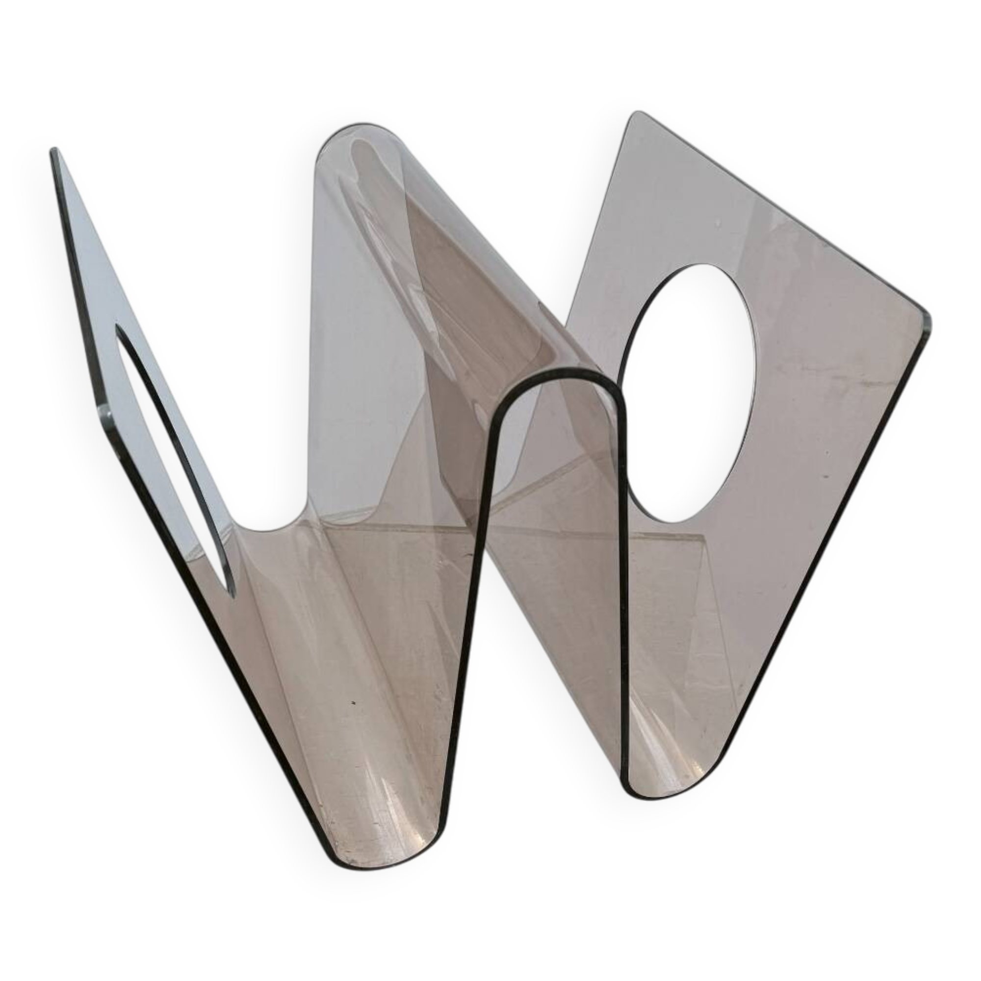 Design magazine rack in Plexiglass by Michel Dumas