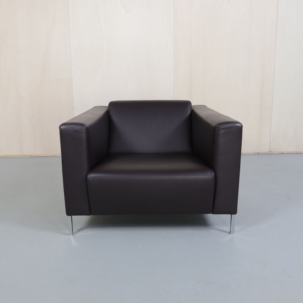 Moroso Steel Leather Lounge Chair, 2000s
