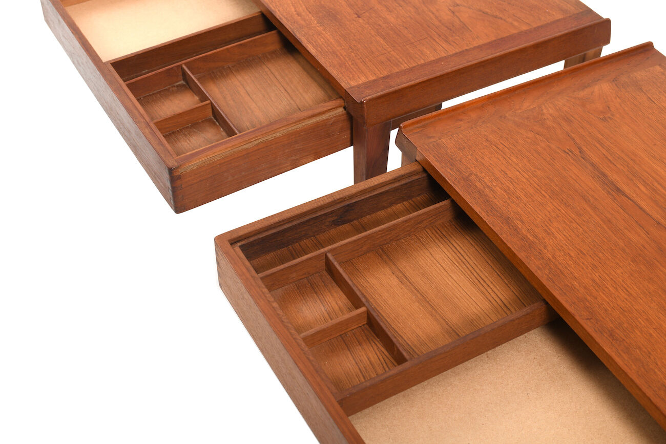 Fine danish pair of mid century teak nightstands