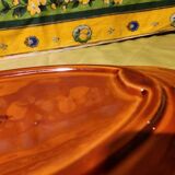 Large thick oval serving dish, Provence ceramic fleur-de-lis