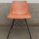 Set of 6 leather chairs with black metal frame