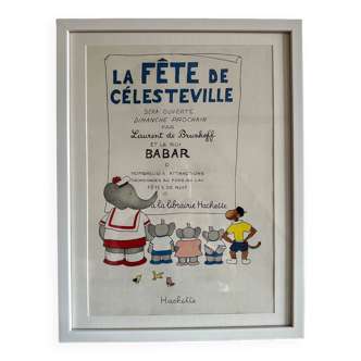 Illustration Babar vintage pour chambre d'enfant