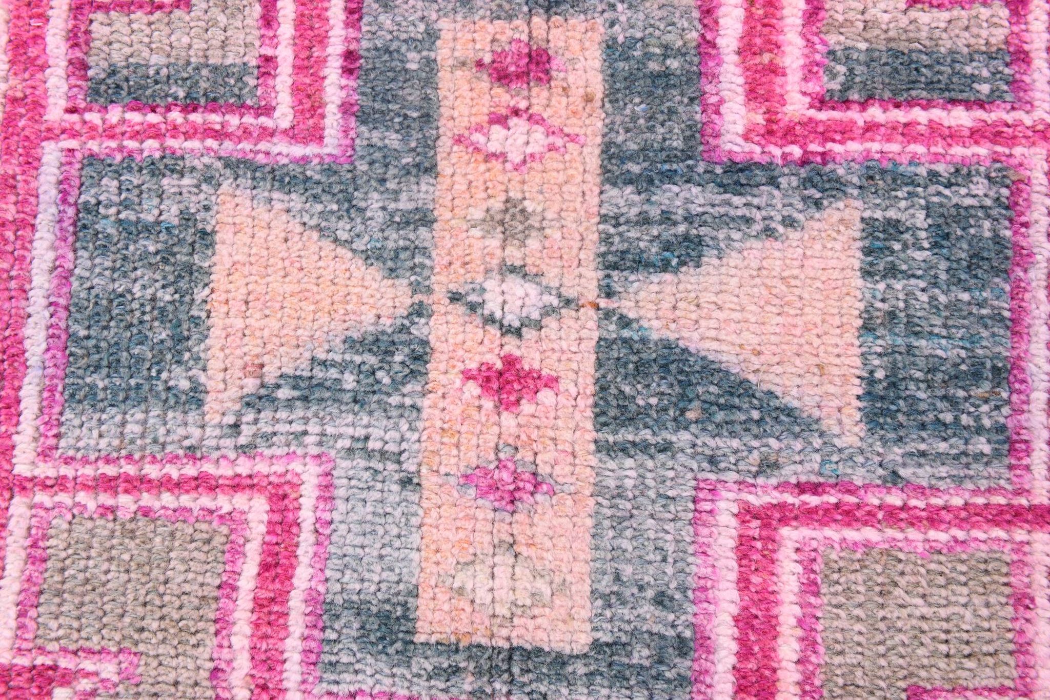 Tapis de couloir oriental Oushak rose saumon, 96 x 318 cm