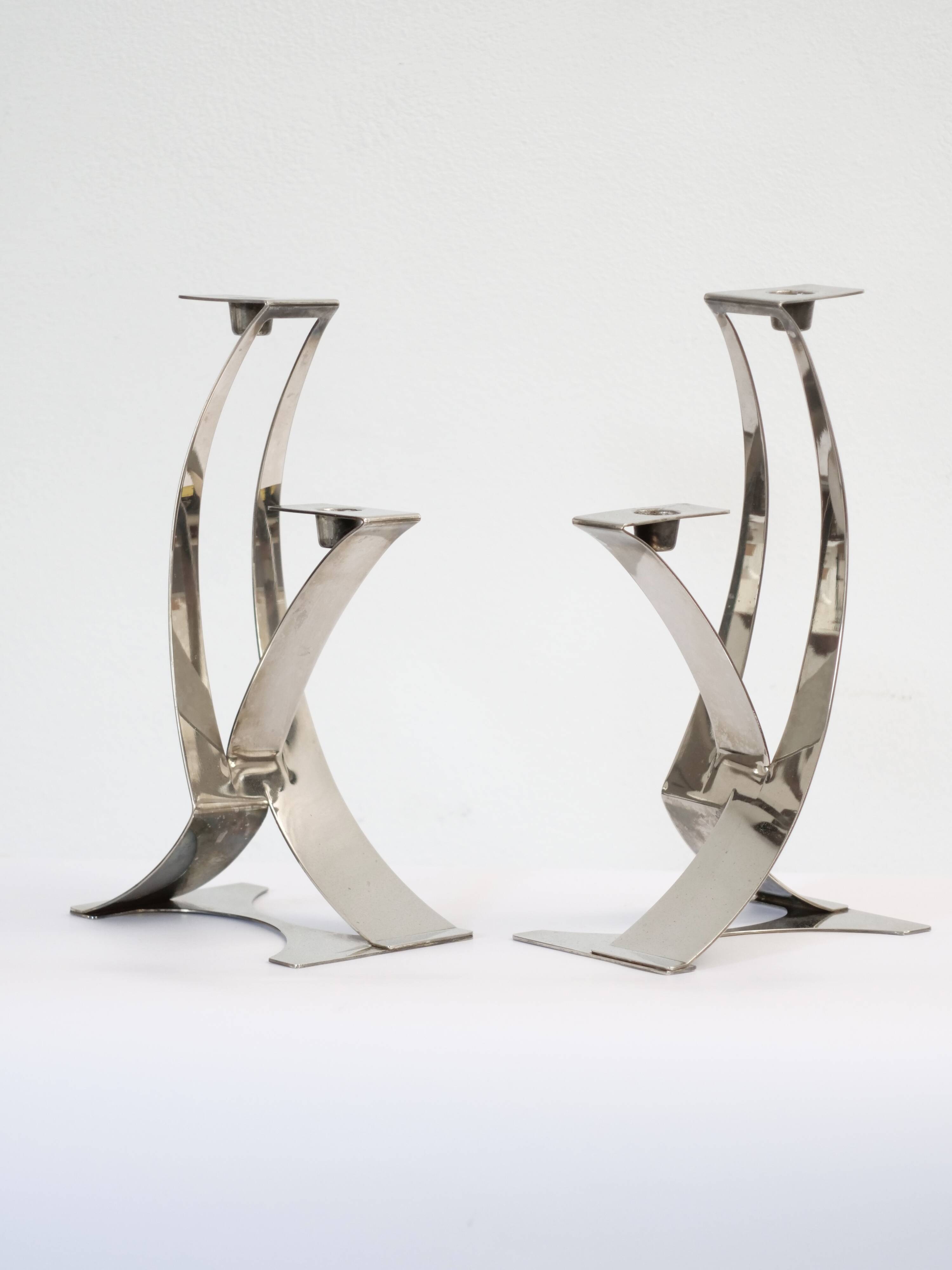 Palm Beach Modern style silver-plated chandeliers 1970