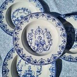 Set of 4 old hollow plates vieillard bordeaux model moustiers