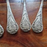 4 fourchettes à entremets Christofle en métal argenté modèle Chrysanthèmes