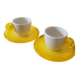 Set de 2 tasses à expresso jaunes Guzzini avec soucoupes
